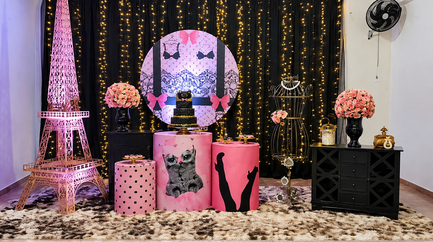 Detalhe de decoração de chá de lingerie